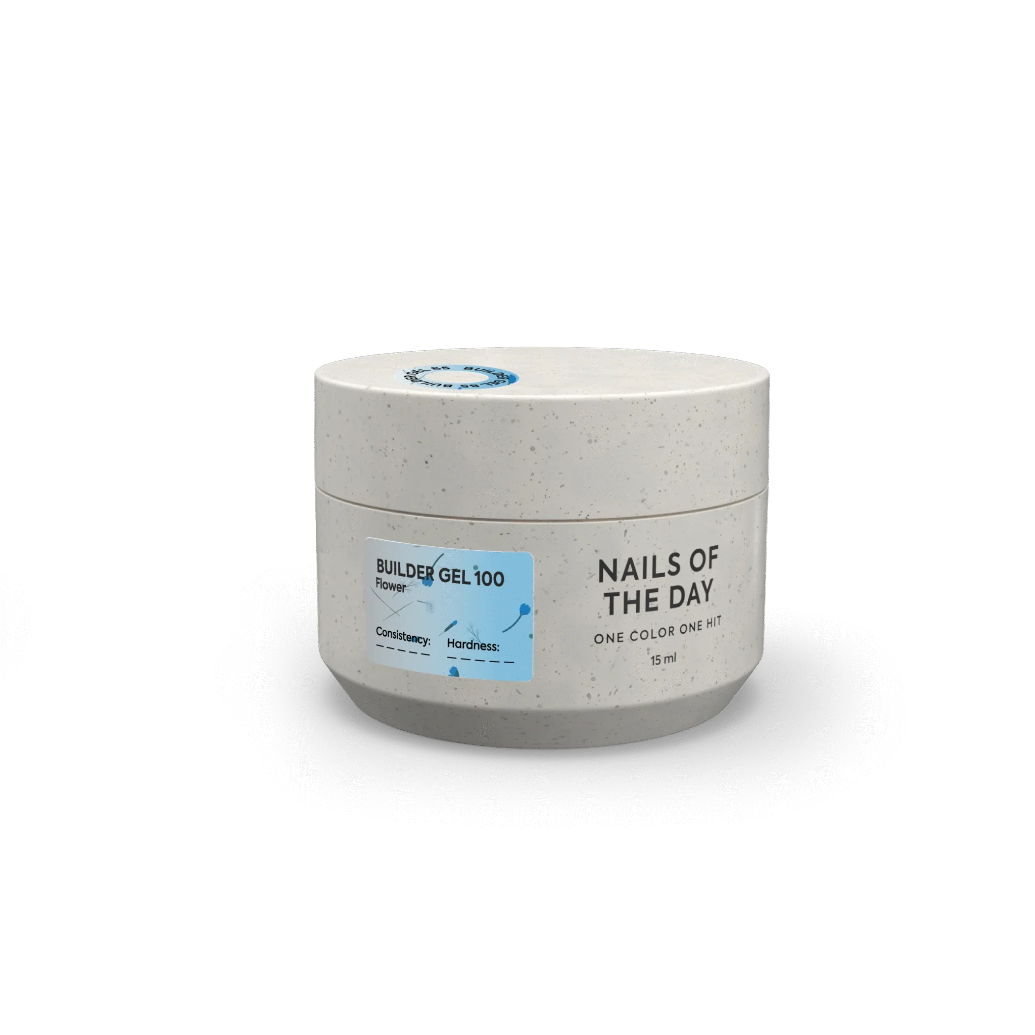 NAILSOFTHEDAY Builder Gel 100 — builder gel azul claro con flores secas, 15 ml