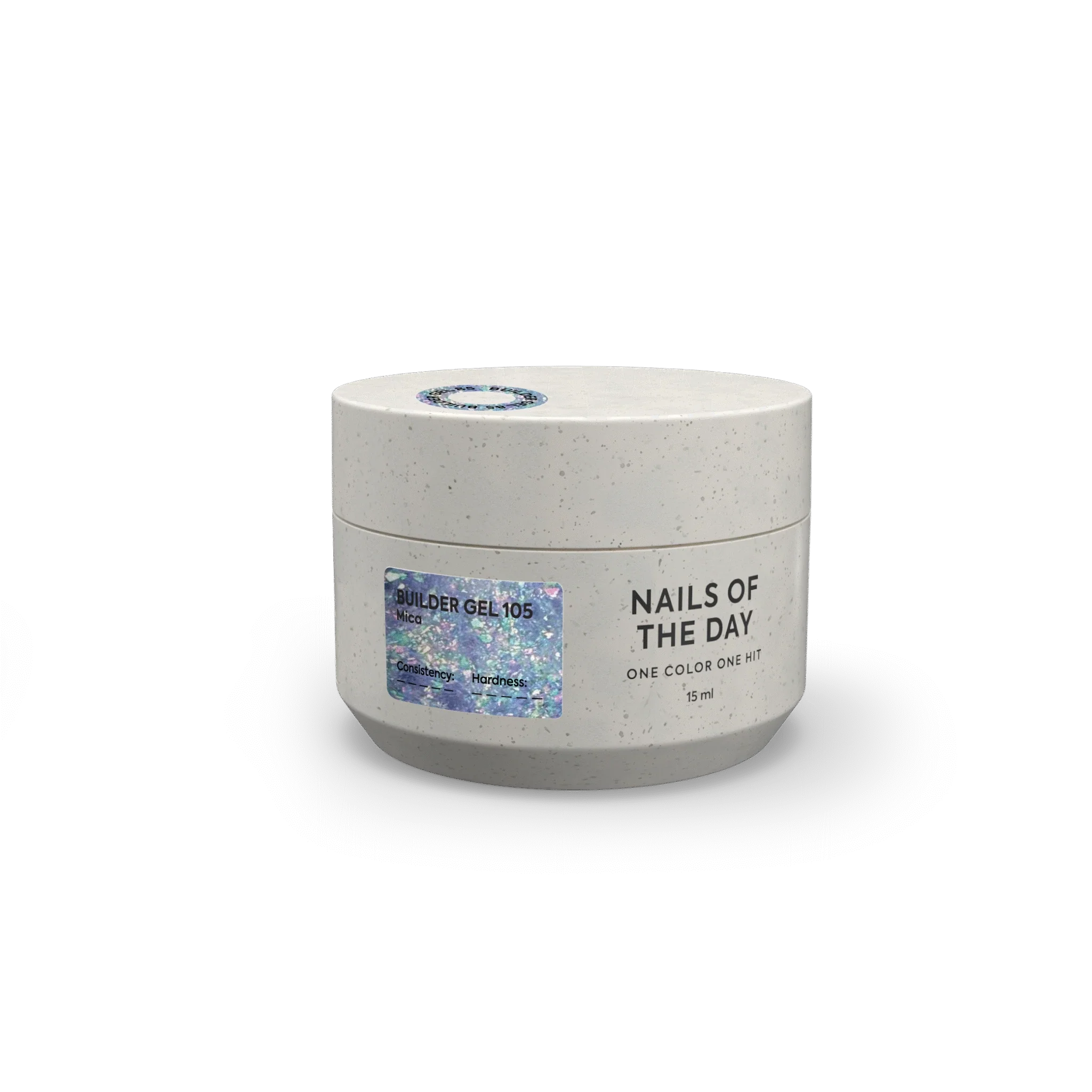 NAILSOFTHEDAY Builder Gel 105 — builder gel transparente con copos Yuki, 15 ml