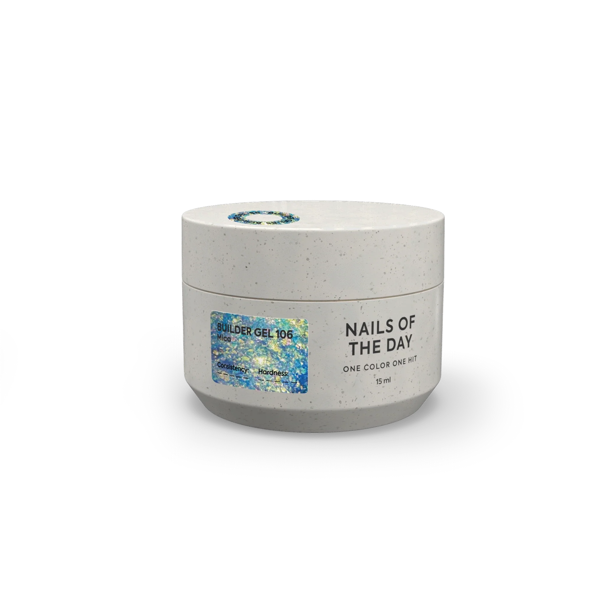 NAILSOFTHEDAY Builder Gel 106 — builder gel transparente con copos Yuki, 15 ml