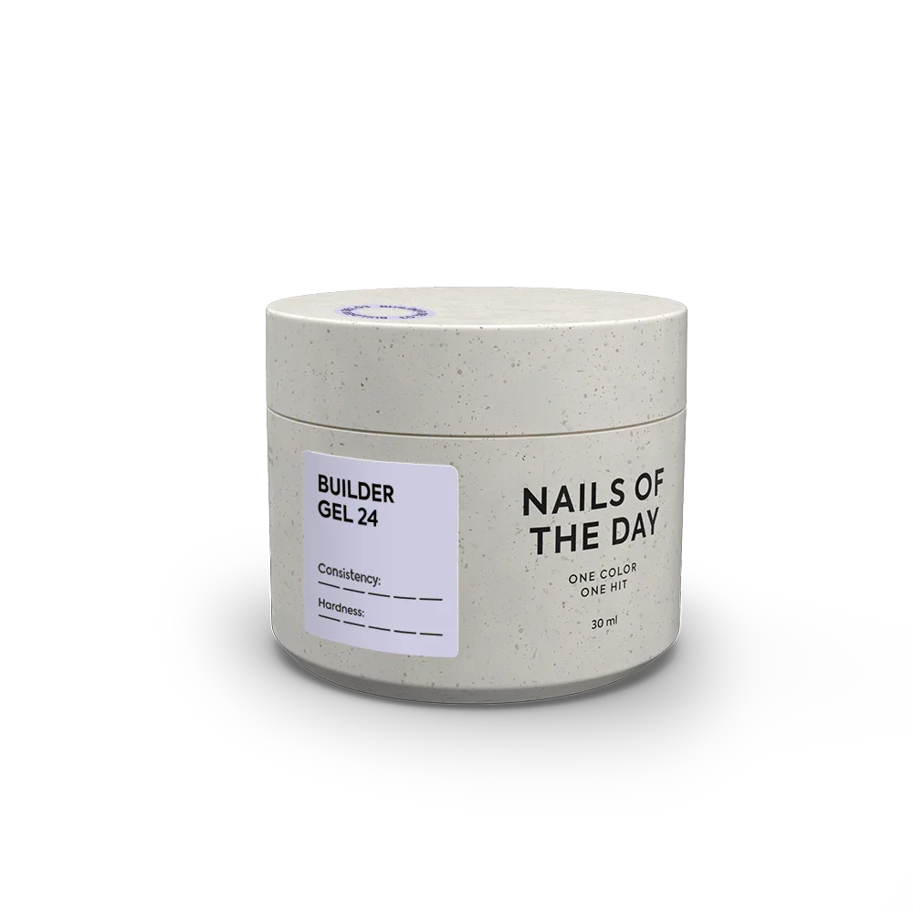 NAILSOFTHEDAY Builder Gel 24 — gel lechoso con velo rosado para extensiones de uñas, 15 ml