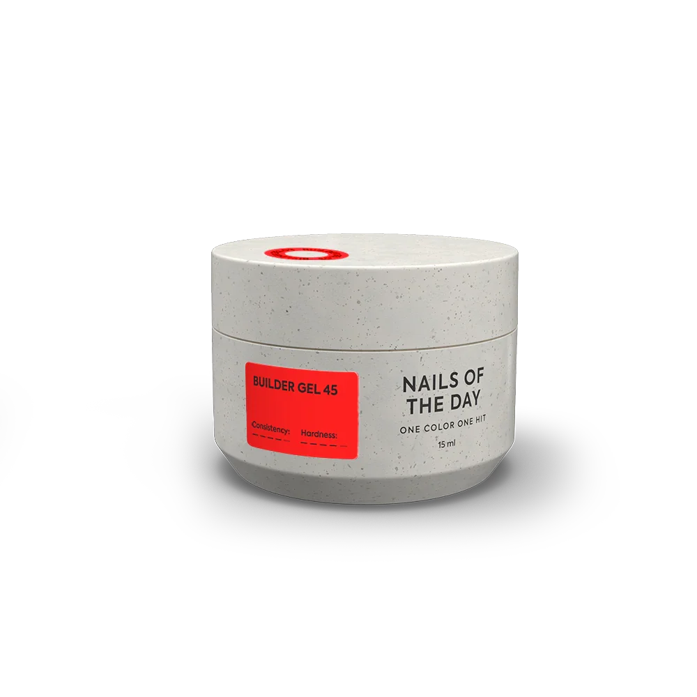 NAILSOFTHEDAY Builder Gel 45 — gel rojo coral para extensiones de uñas, 15 ml