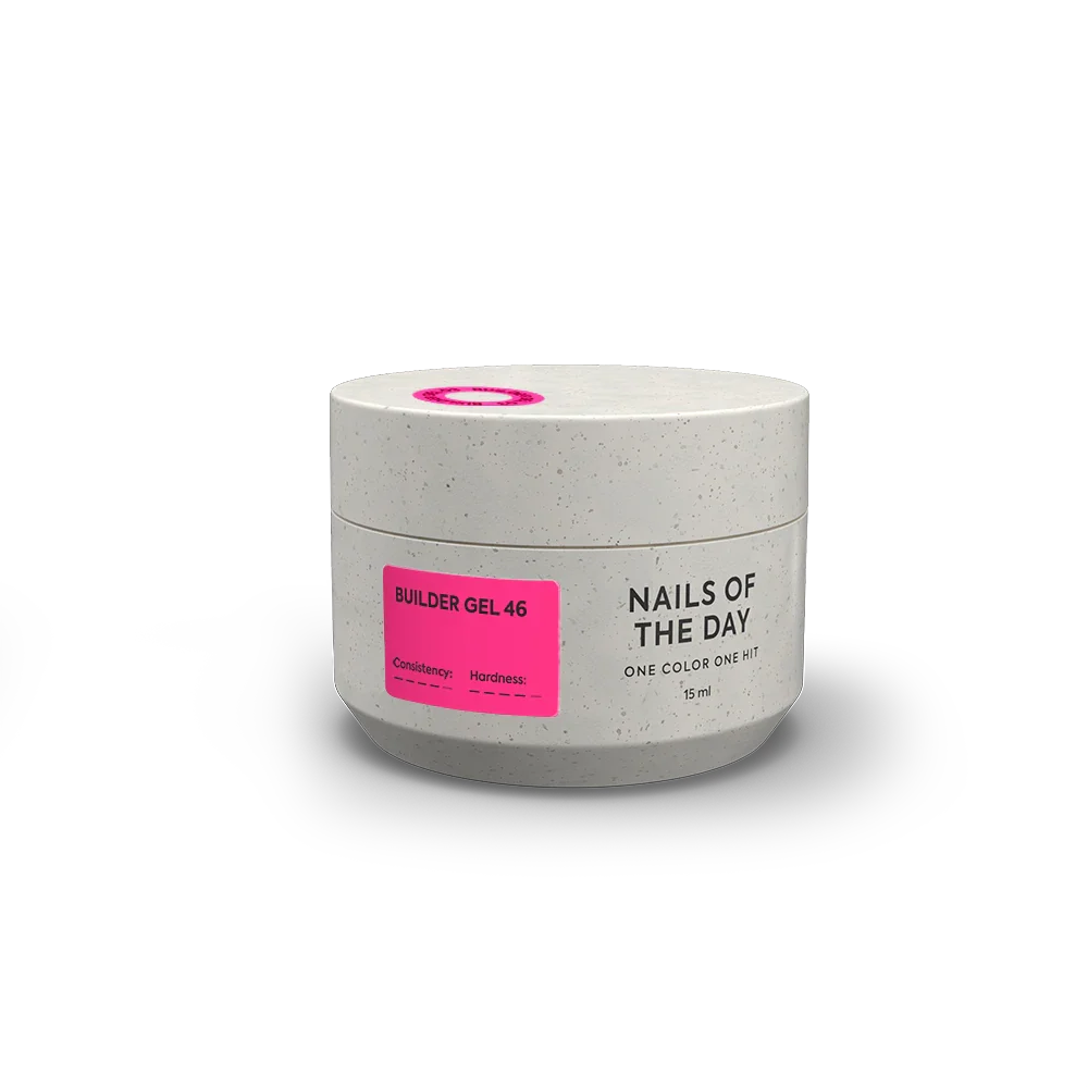 NAILSOFTHEDAY Builder Gel 46 — gel rosa intenso para extensiones de uñas, 15 ml