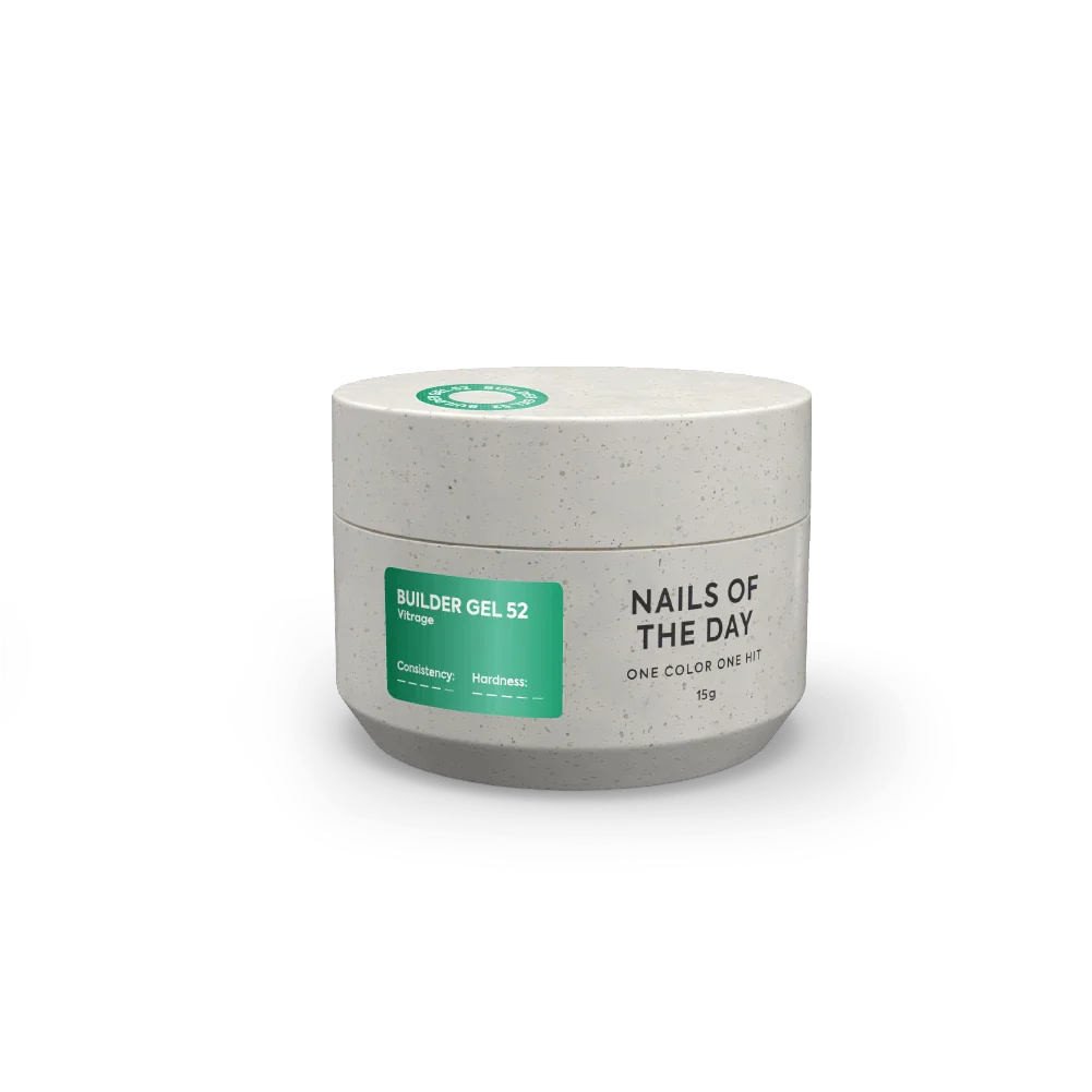 NAILSOFTHEDAY Builder gel 52 Vitrage — gel constructor vitral verde para extensión de uñas, 15 ml