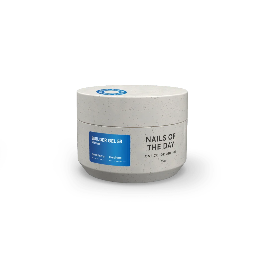 NAILSOFTHEDAY Builder gel 53 Vitrage — gel constructor vitral azul para extensión de uñas, 15 ml