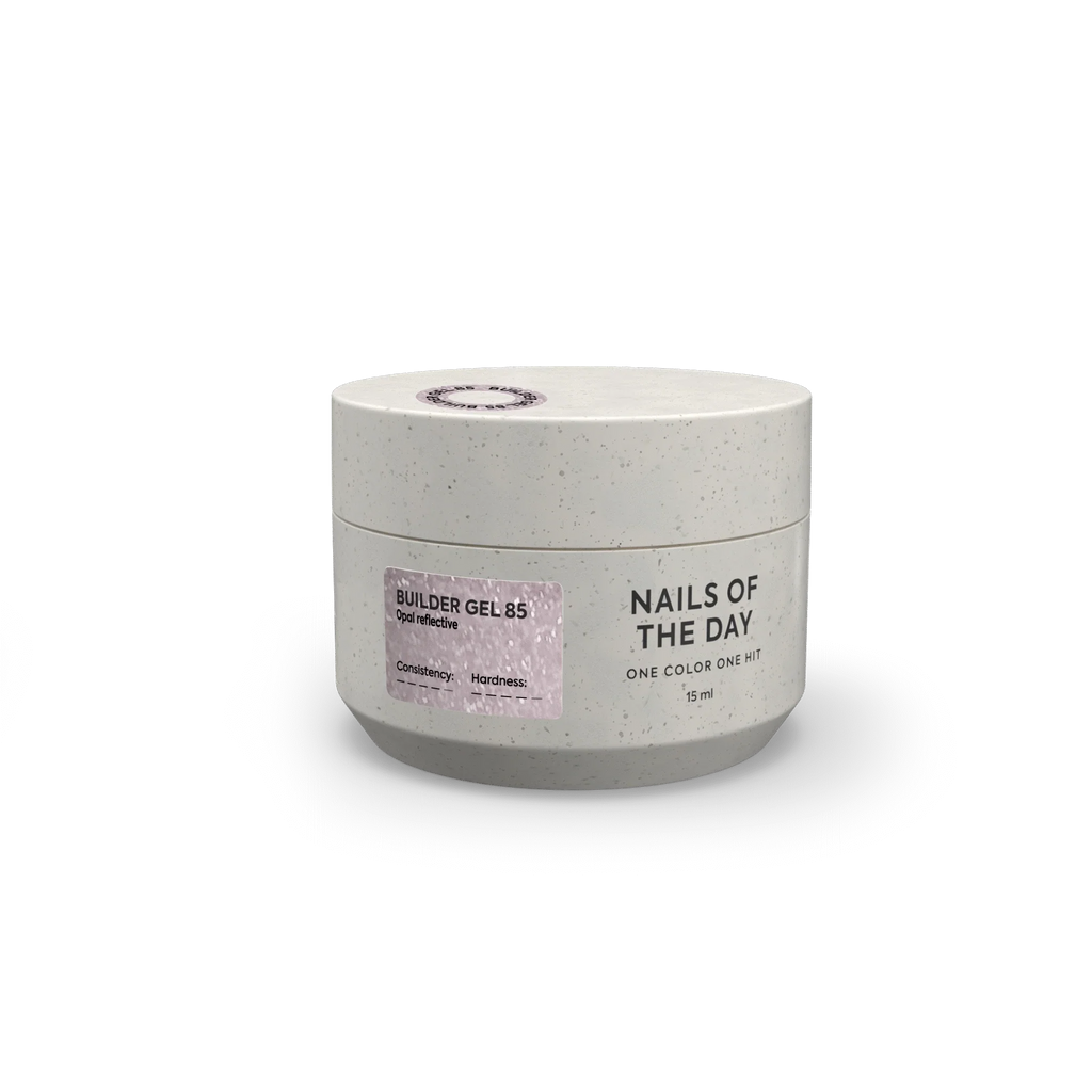 NAILSOFTHEDAY Builder Gel 85 — builder gel rosa-lechoso reflectante con brillo opal, 15 ml