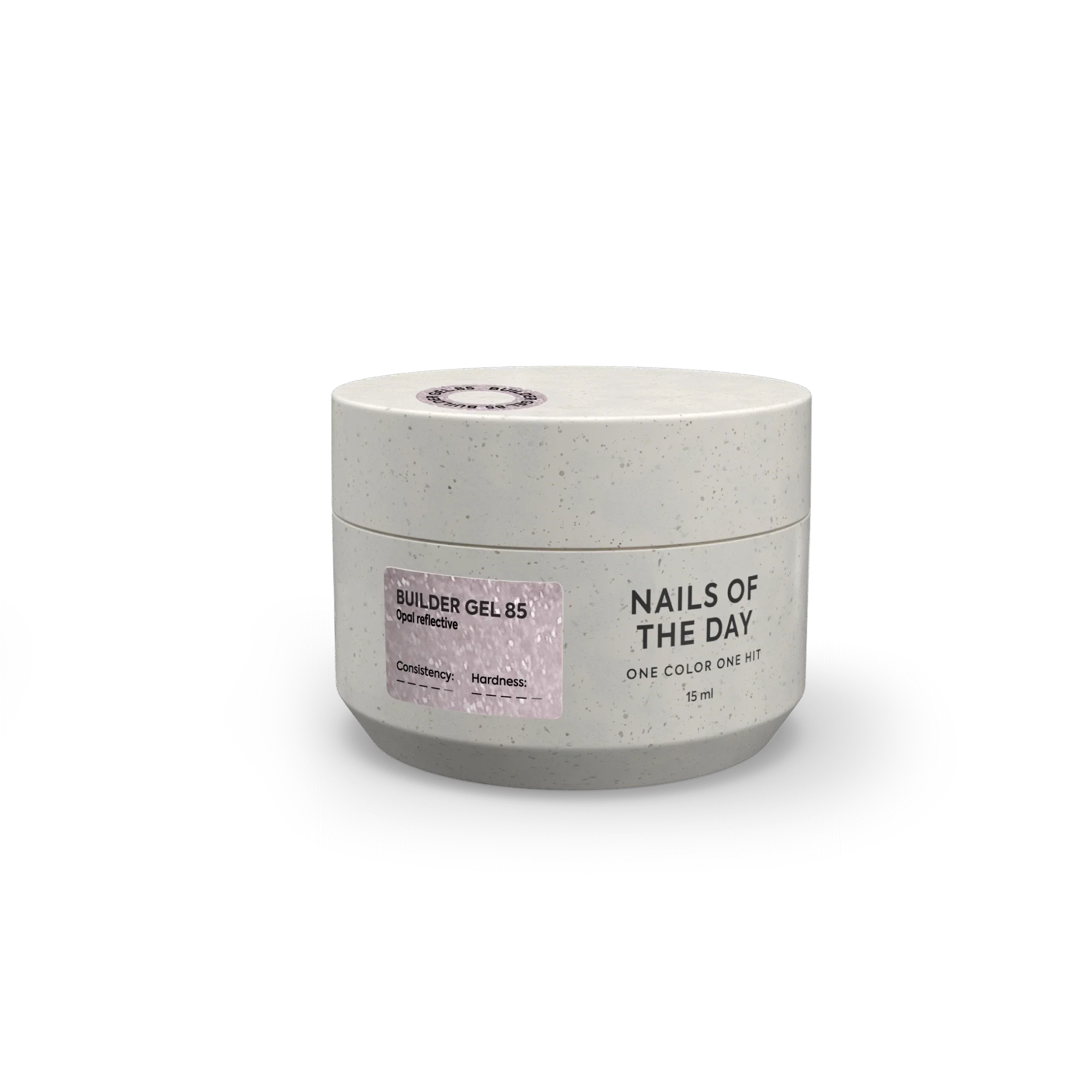 NAILSOFTHEDAY Builder Gel 85 — builder gel rosa-lechoso reflectante con brillo opal, 15 ml