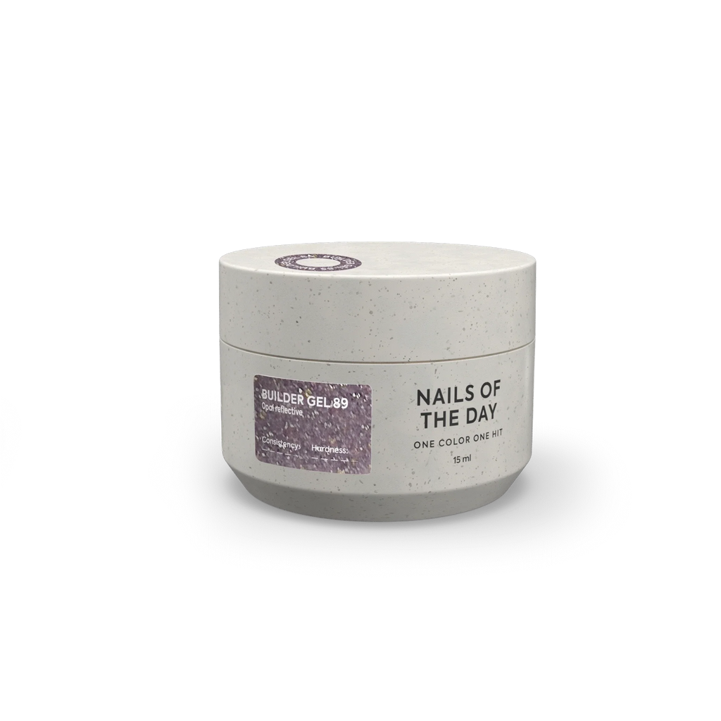 NAILSOFTHEDAY Builder Gel 89 — builder gel lavanda frío reflectante con brillo opal, 15 ml