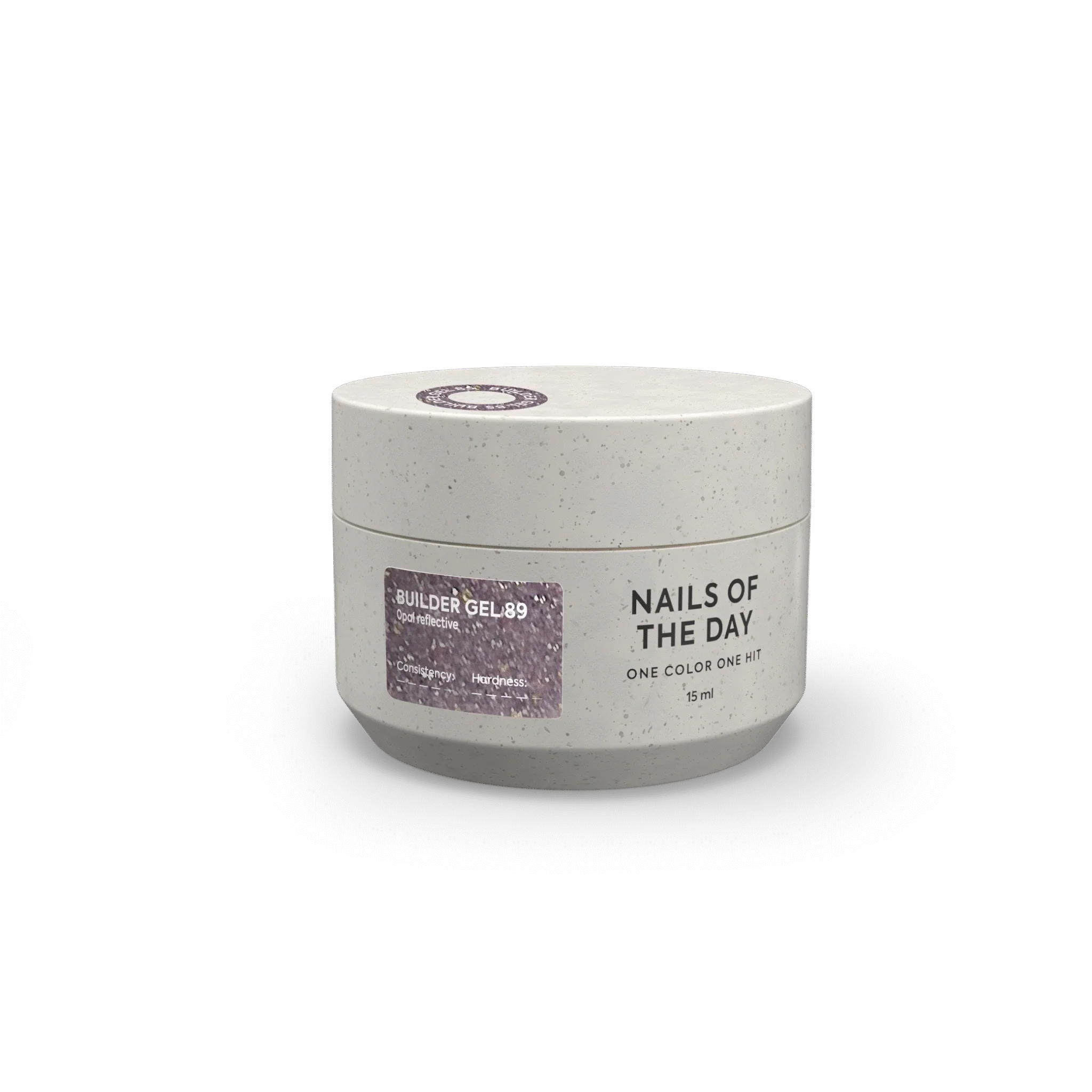 NAILSOFTHEDAY Builder Gel 89 — builder gel lavanda frío reflectante con brillo opal, 15 ml
