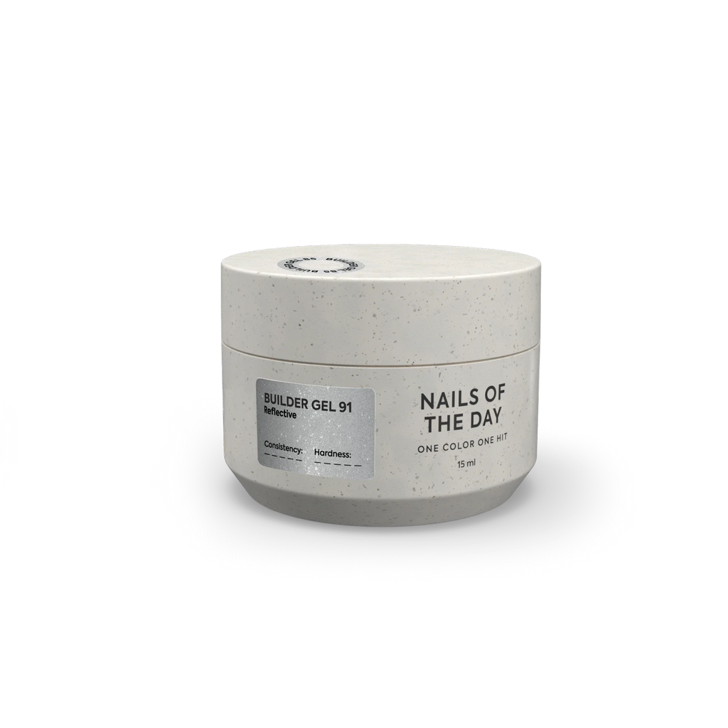 NAILSOFTHEDAY Builder Gel 91 — builder gel reflectante plateado-lechoso, 15 ml
