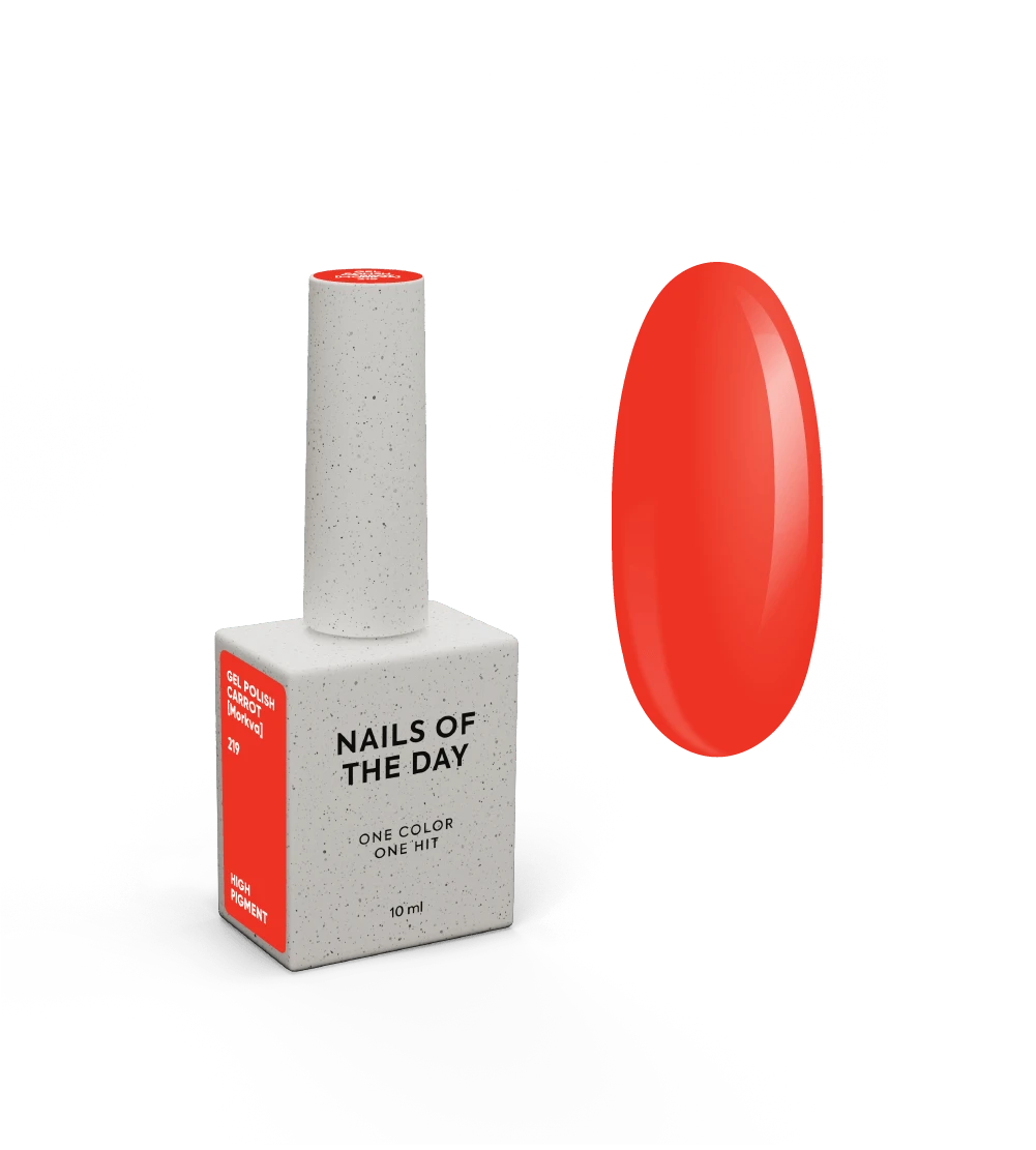 NAILSOFTHEDAY Gel Polish Carrot [Morkva] 219 – esmalte naranja zanahoria con cobertura en una sola capa, 10 ml