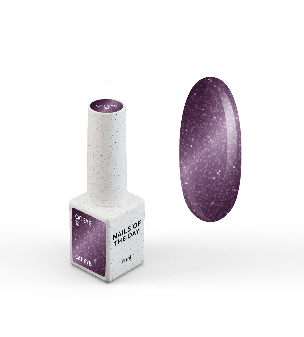 NAILSOFTHEDAY Gel Polish Cat Eye 12 — esmalte  efecto ojo de gato en tono morado, cobertura completa en una sola capa. 6 ml.