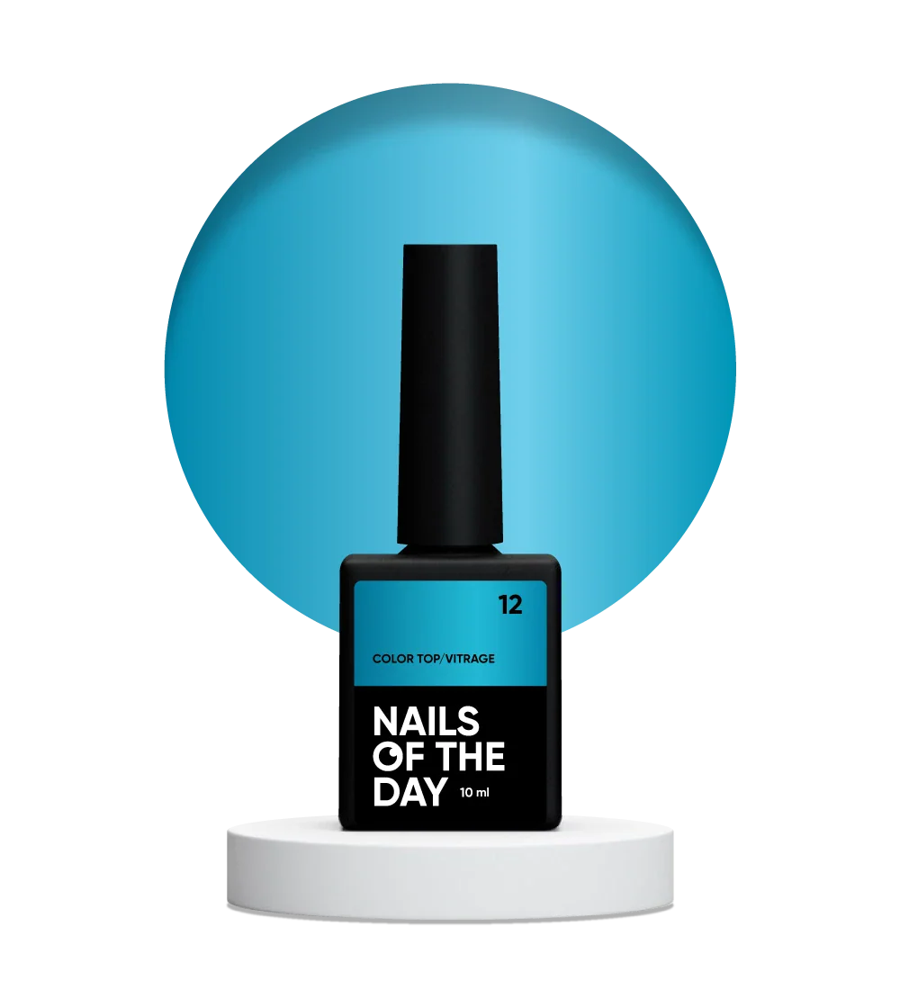 NAILSOFTHEDAY Color Top/Vitrage 12 — Top Coat Vitrage Azul Intenso Semitransparente, 10 ml