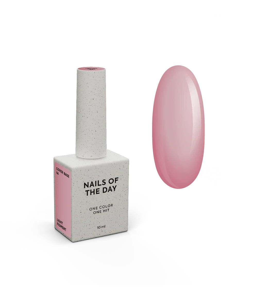 NAILSOFTHEDAY Cover Base 46 Light Pigment – base para uñas rosa empolvado semitransparente con pigmentación ligera, 10 ml