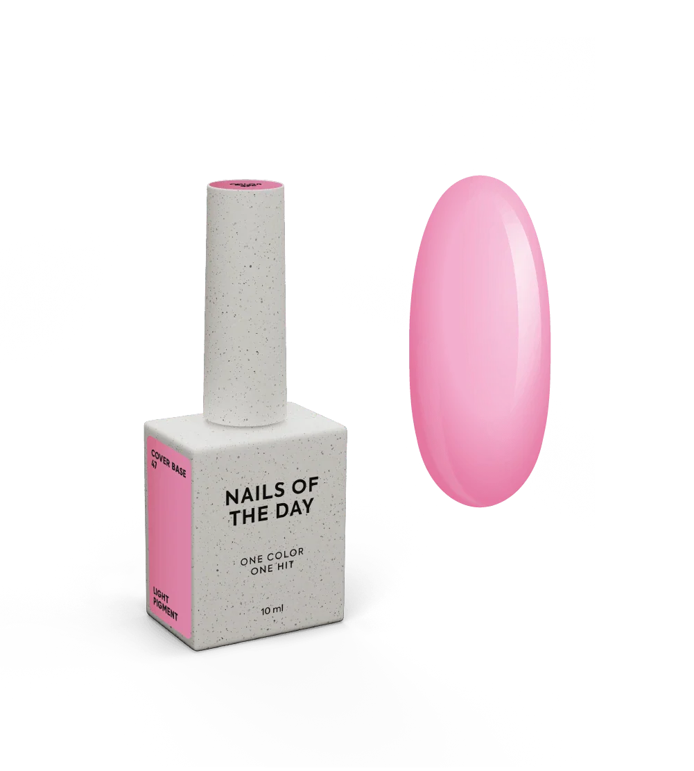 NAILSOFTHEDAY Cover Base 47 Light Pigment – base para uñas rosa intenso semitransparente con pigmentación ligera, 10 ml