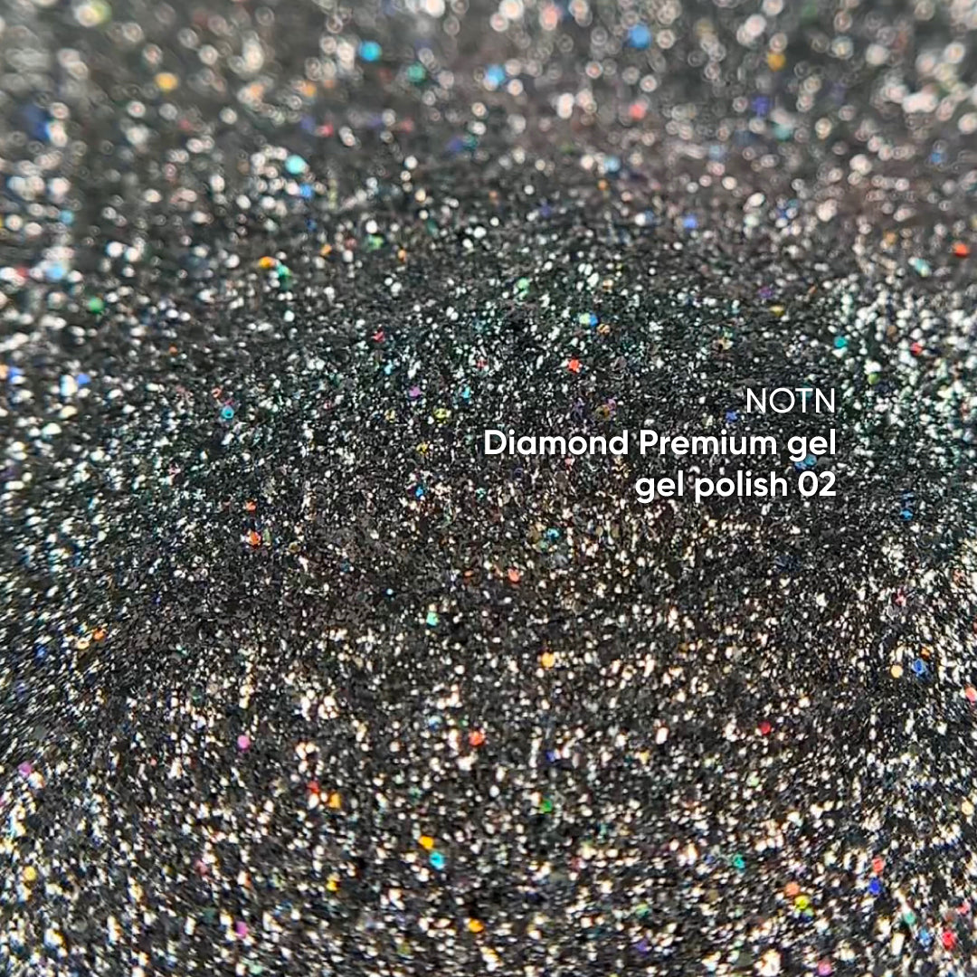 NAILSOFTHENIGHT Diamond Premium gel - gel polish 02 — esmalte semipermanente plateado con finas hojas metálicas para uñas, 5 ml