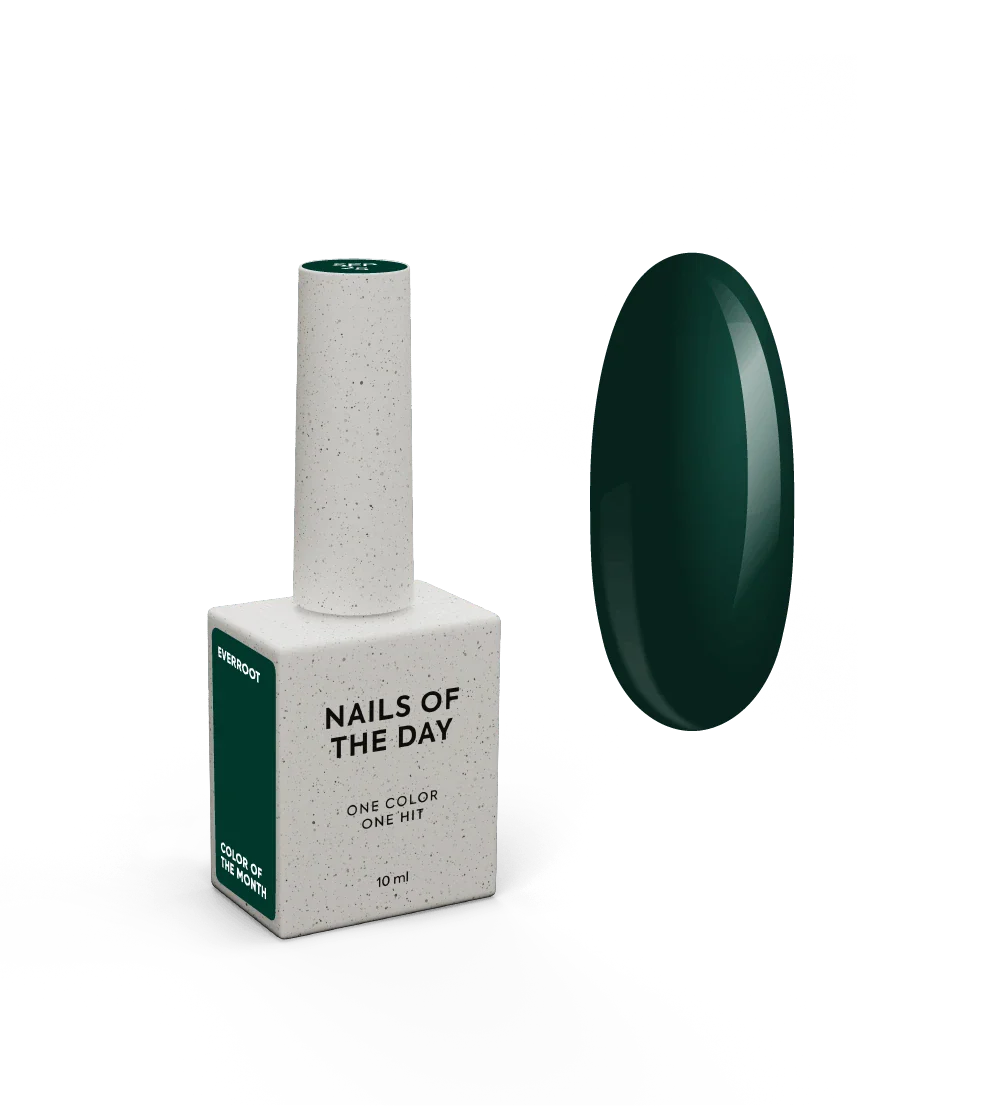 NAILSOFTHEDAY Color del Mes Septiembre 2025 Everroot - 
Un verde profundo e intenso con cobertura total en una sola capa, 10 ml.