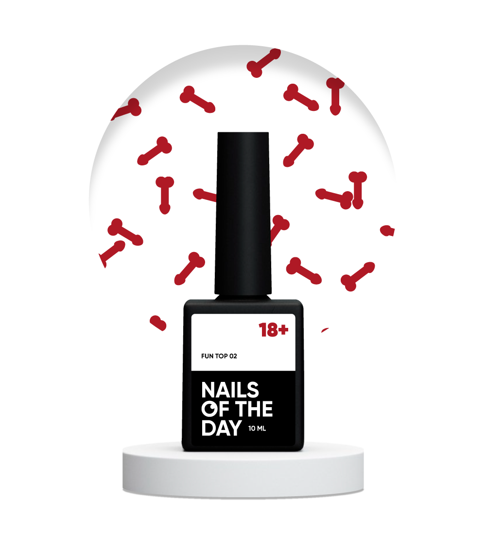 NAILSOFTHEDAY FUN! top 02 — top para uñas con decoración artística roja, sin capa pegajosa, 10 ml