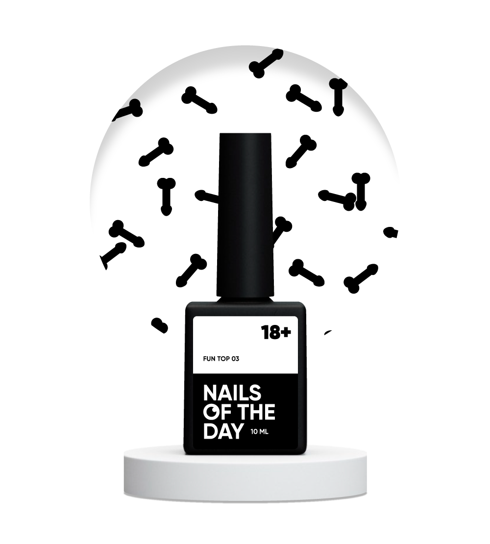 NAILSOFTHEDAY FUN! top 03 — top  para uñas con decoración artística negra, sin capa pegajosa, 10 ml