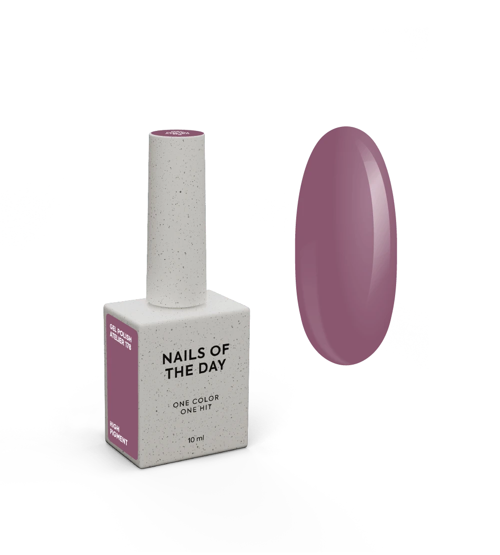 NAILSOFTHEDAY Gel Polish Atelier 178 — esmalte semipermanente rosa empolvado oscuro con cobertura en una sola capa, 10 ml