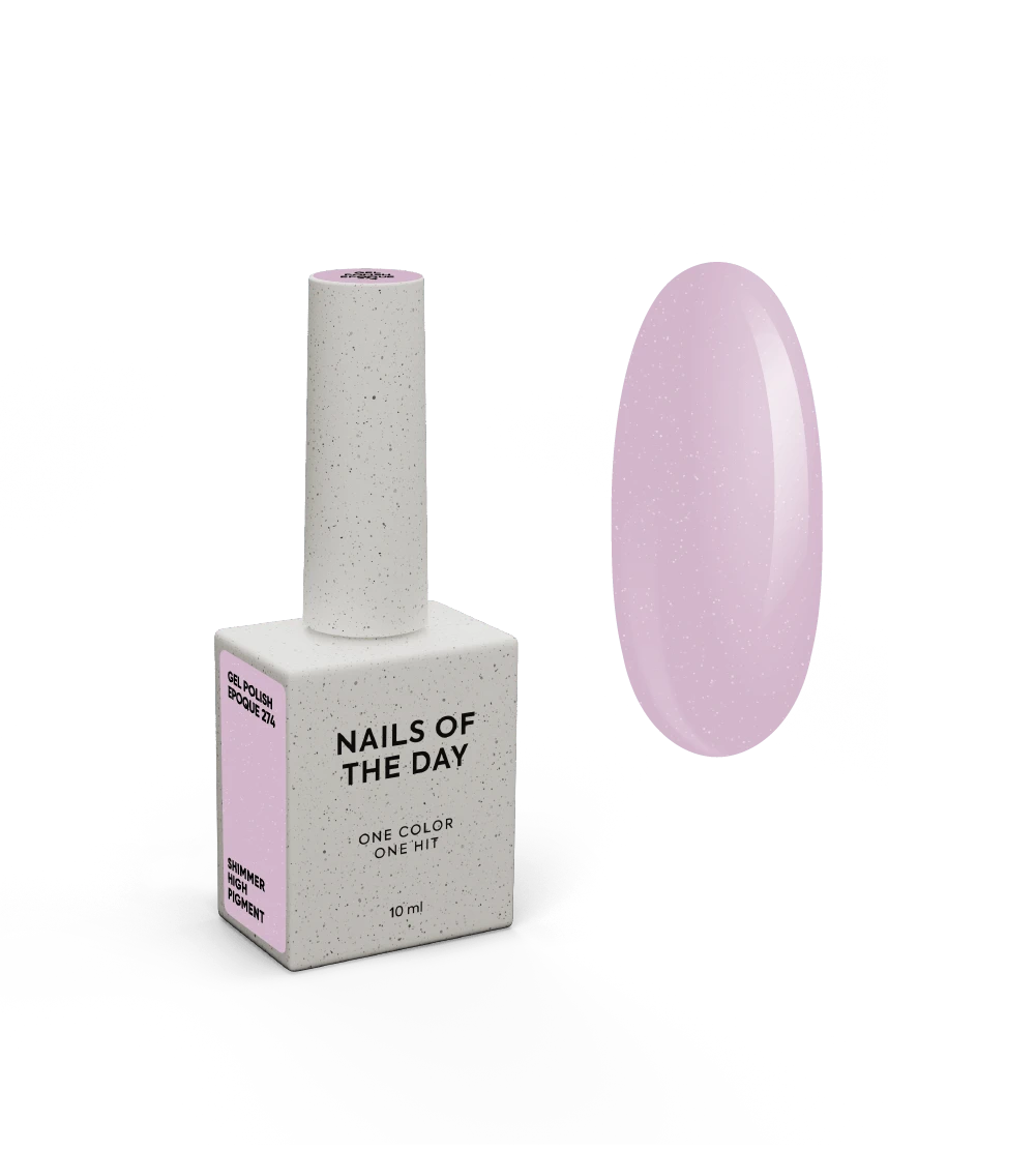 NAILSOFTHEDAY Gel Polish Epoque 274 — esmalte semipermanente malva empolvado con shimmer y cobertura en una sola capa, 10 ml