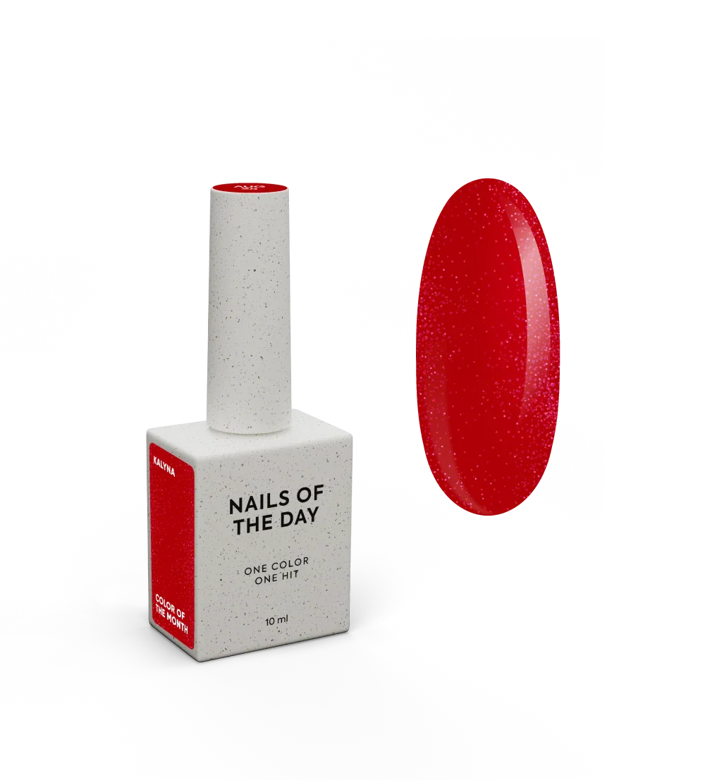 NAILSOFTHEDAY Color del Mes – Agosto 2025
Kalyna – rojo intenso de viburno con destellos rosas finos. Cubre perfectamente en una sola capa. 10 ml.