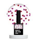 NAILSOFTHEDAY Kupidon Top 05 — top coat con corazones rojo intenso y frambuesa, sin capa pegajosa, 10 ml.