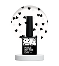 NAILSOFTHEDAY Kupidon Top 06 — top coat con corazones negros y blancos, sin capa pegajosa, 10 ml.