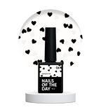 NAILSOFTHEDAY Kupidon Top 06 — top coat con corazones negros y blancos, sin capa pegajosa, 10 ml.