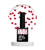 NAILSOFTHEDAY Kupidon top 02: top delicado para uñas con elegantes corazones burdeos, sin capa pegajosa, 10 ml