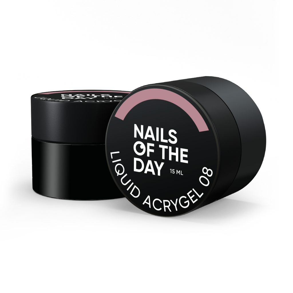 NAILSOFTHEDAY Liquid Acrygel 08 — Acrygel líquido nude polvoriento de nueva fórmula para uñas, 15 ml