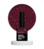 NAILSOFTHEDAY Malbec base potal 02 – fantástica base imitacion cristal con elementos dorados, 10 ml