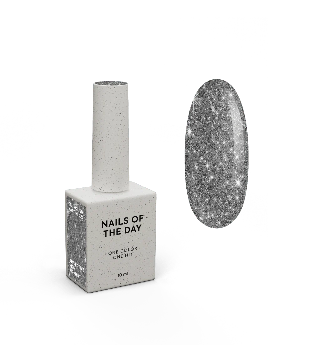 NAILSOFTHENIGHT Martini gel polish - esmalte semipermanente reflectante plateado para uñas, 10 ml