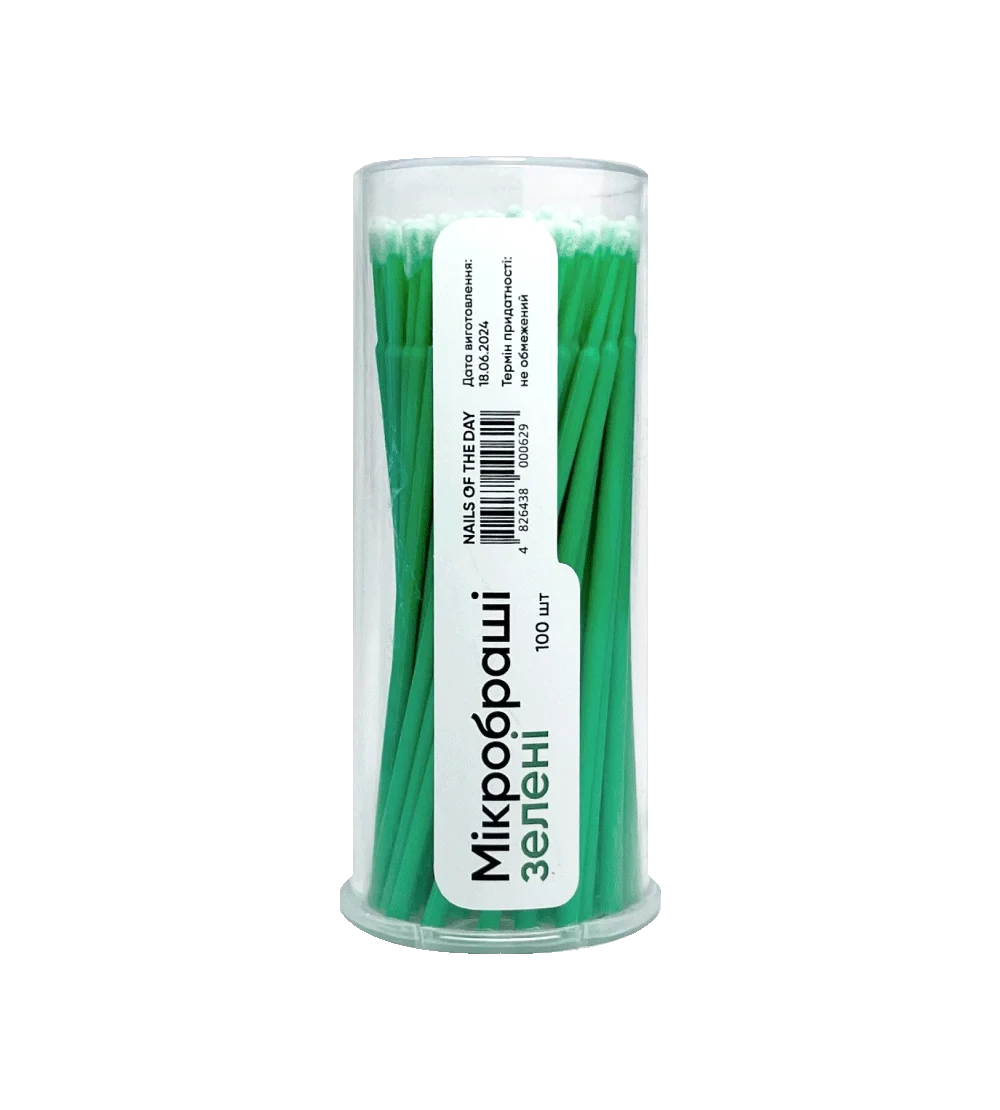 NAILSOFTHEDAY Microcepillos verdes, 100 unidades