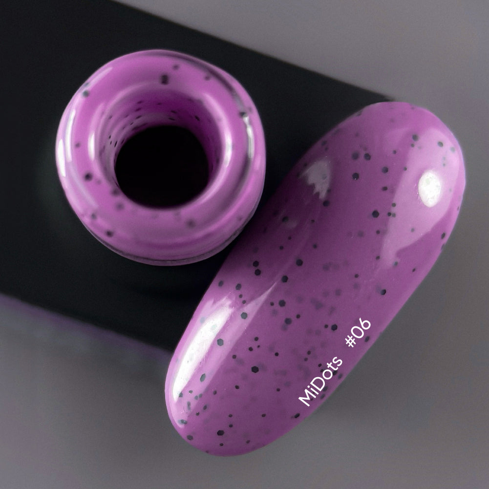NAILSOFTHEDAY MiDots gel polish 06 - esmalte semipermanente  morado con puntos negros para uñas, 10 ml