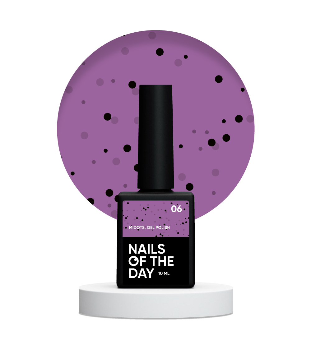 NAILSOFTHEDAY MiDots gel polish 06 - esmalte semipermanente  morado con puntos negros para uñas, 10 ml