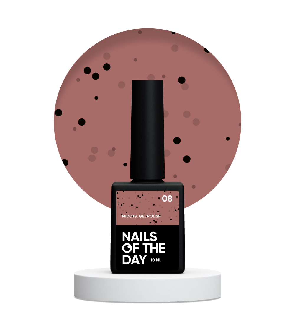 NAILSOFTHEDAY MiDots gel polish 08: esmalte semipermanente  color ladrillo con puntos negros para uñas, 10 ml