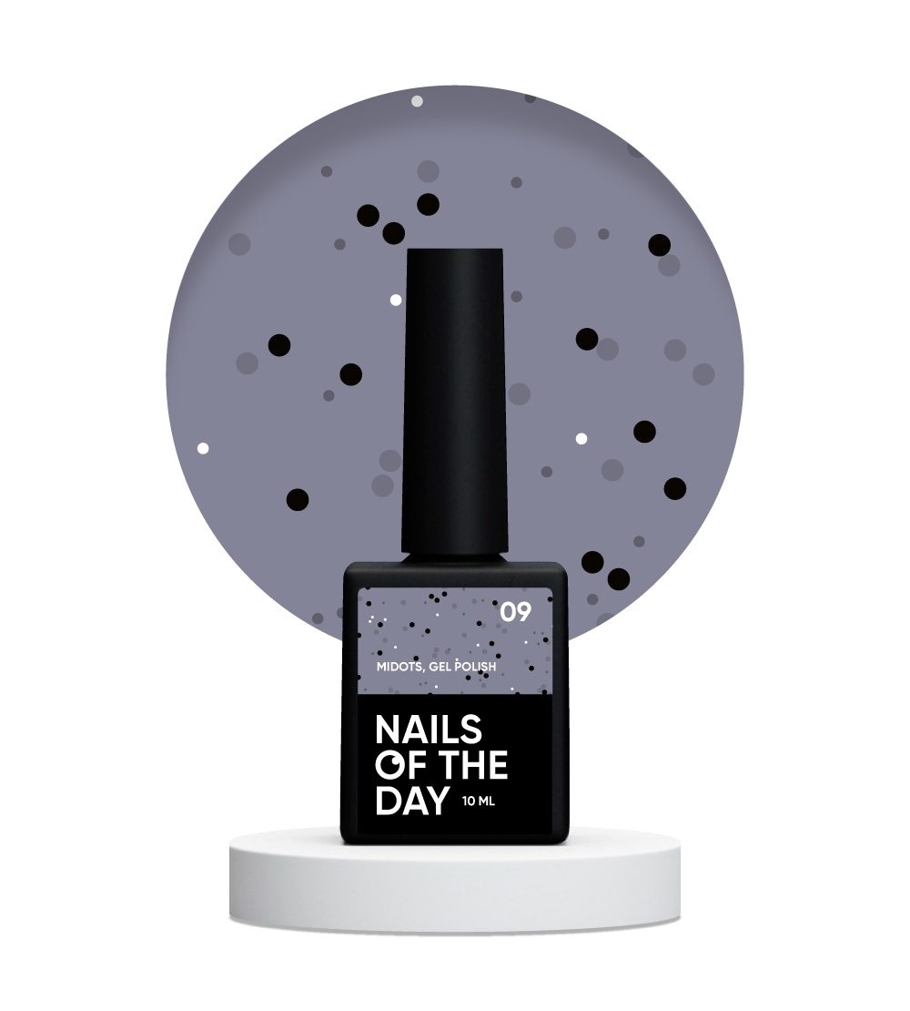 NAILSOFTHEDAY MiDots gel polish 09: esmalte semipermanente gris intenso con puntos negros para uñas, 10 ml