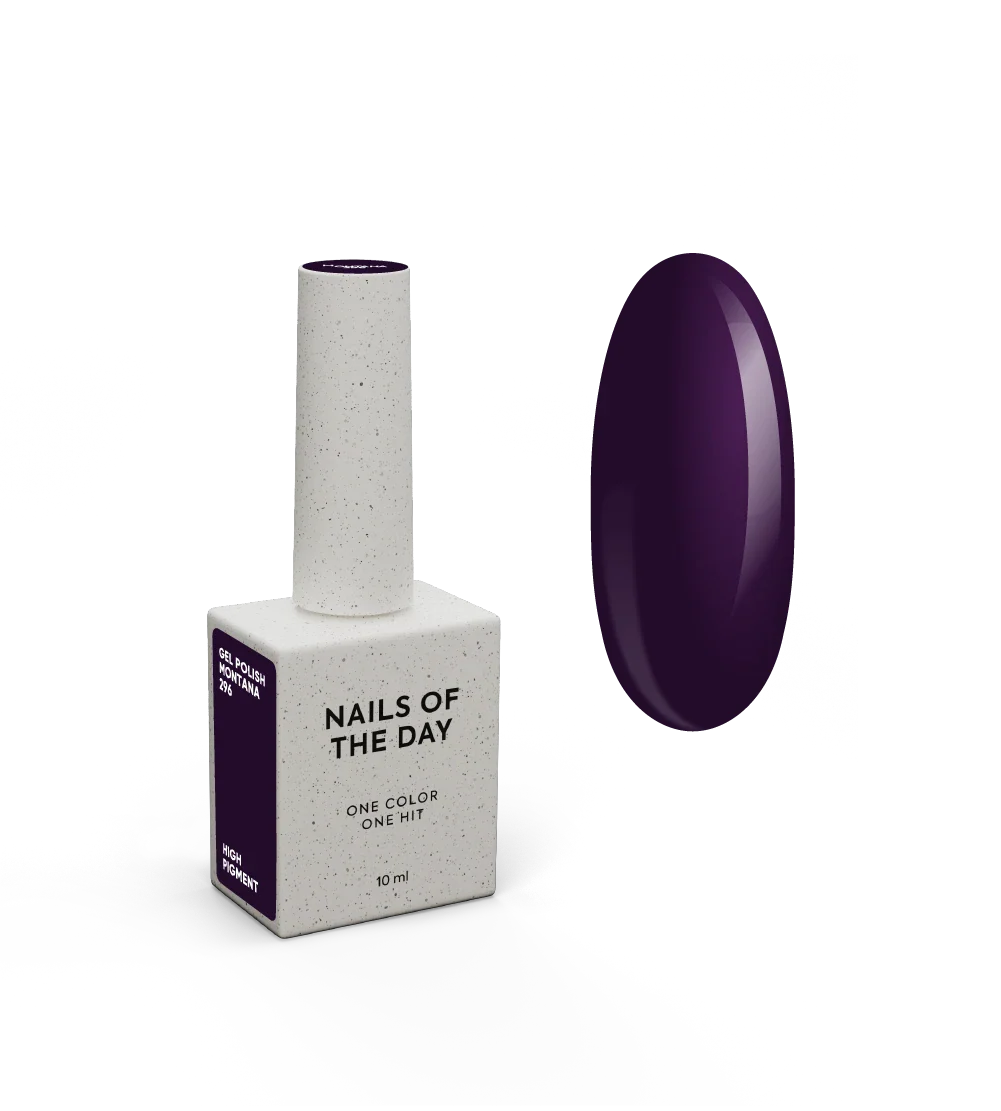 NAILSOFTHEDAY Gel Polish Montana — esmalte semipermanente morado oscuro, cobertura en una sola capa, 10 ml