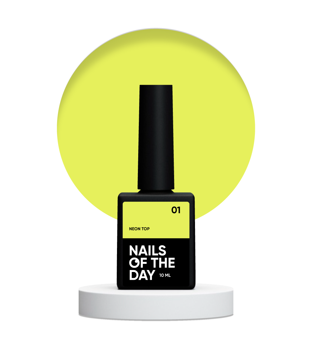 NAILSOFTHEDAY Neon top 01 – top amarillo neón sin una capa pegajosa para uñas, 10 ml