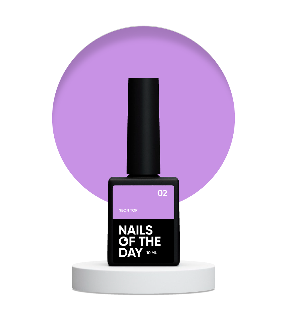 NAILSOFTHEDAY Neon top 02 – top morado lechoso sin capa pegajosa para uñas, 10 ml