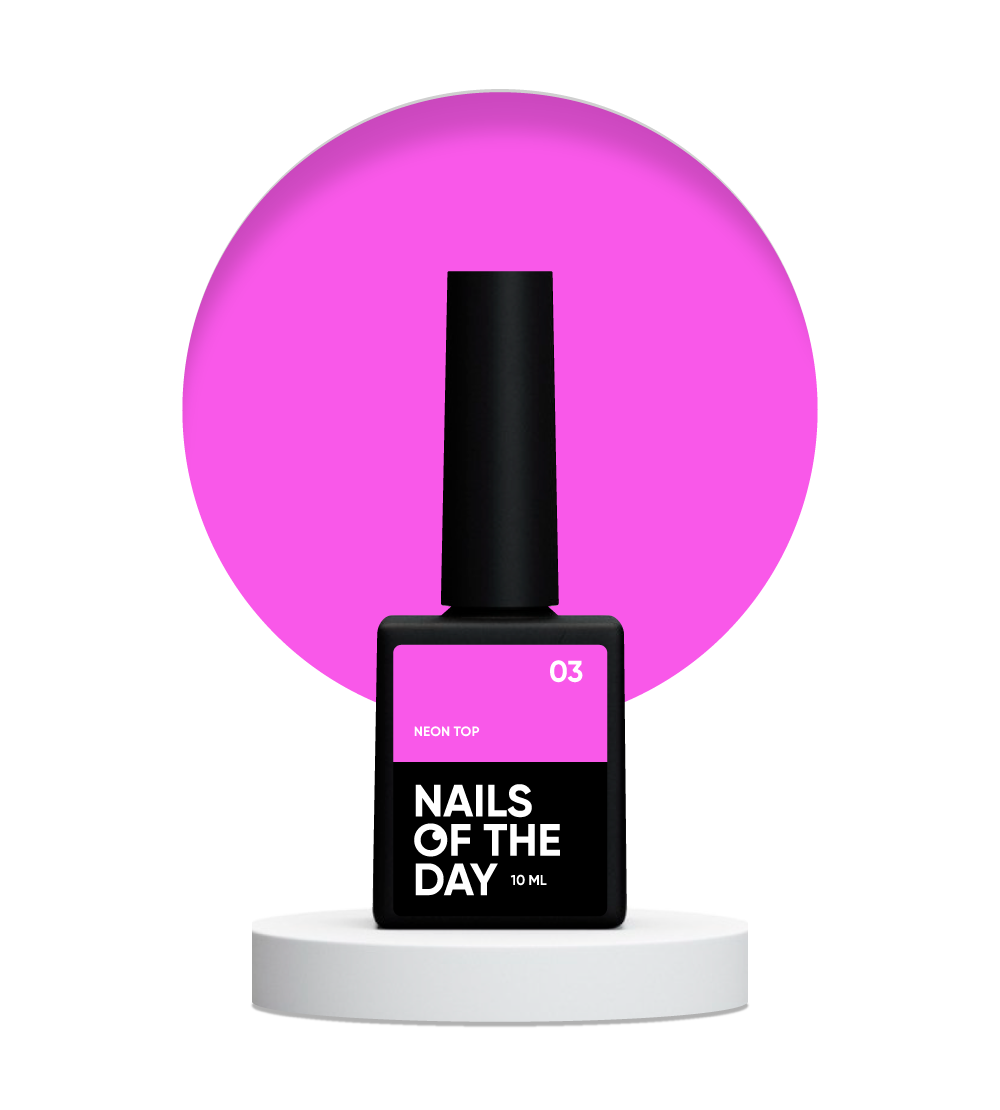 NAILSOFTHEDAY Neon top 03 – top rosa brillante sin capa pegajosa para uñas, 10 ml