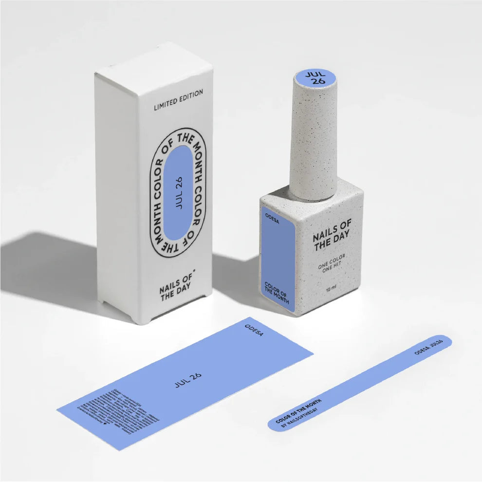NAILSOFTHEDAY Color of the Month – Julio 2026 Odesa — azul de alta cobertura en una sola capa, 10 ml