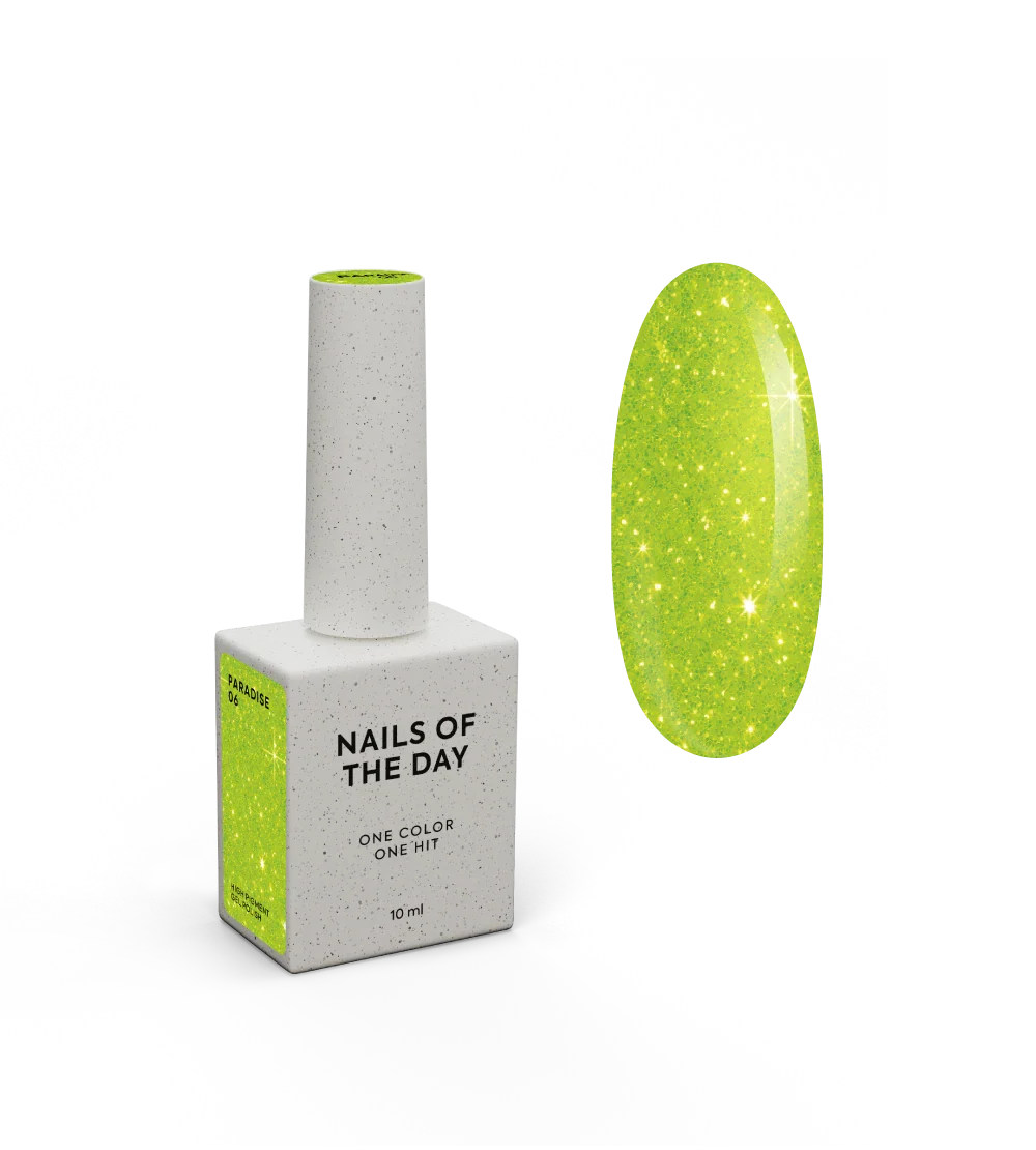 NAILSOFTHEDAY Paradise 06 — esmalte semipermanente amarillo neón que cubre la uña con una sola capa, 10 ml
