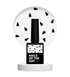 NAILSOFTHEDAY Party Top 07 — capa final brillante con purpurina holográfica en forma de árbol, en tonos blanco y negro, sin capa pegajosa, 10 ml.