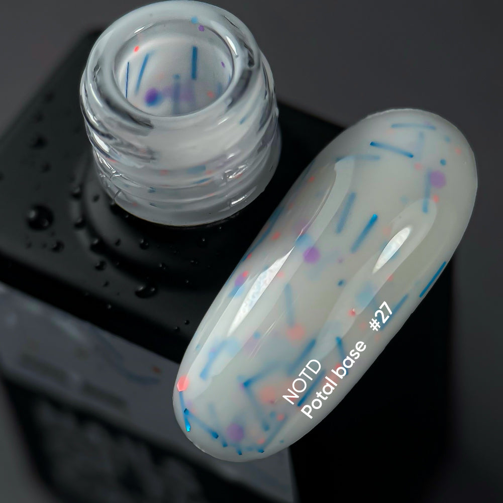 NAILSOFTHEDAY Potal base 27 – base lechosa suave con destellos de neón, 10 ml
