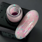 NAILSOFTHEDAY Potal base 29 – base rosa lechosa con destellos neón, 10 ml