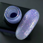 NAILSOFTHEDAY Potal base 20 – base violeta suave con elegante decoracion holográfica, 10 ml