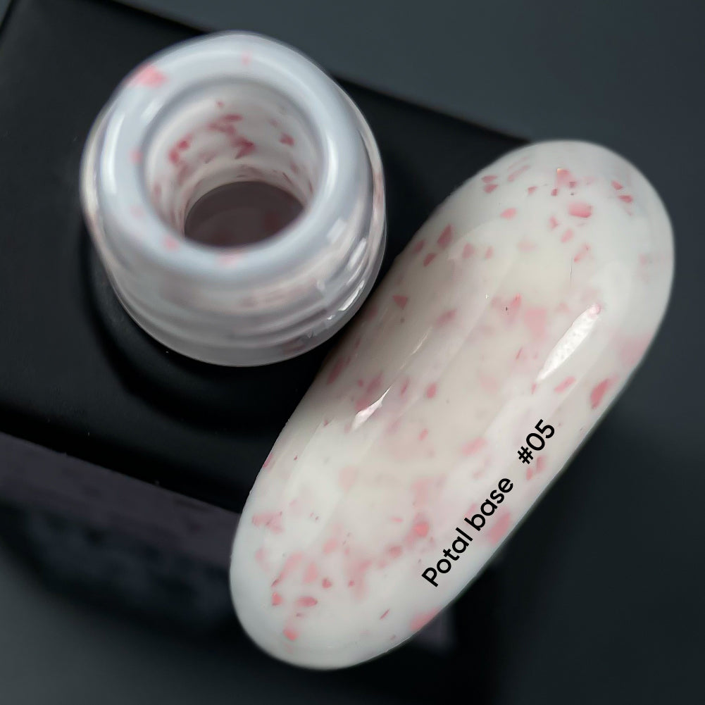 NAILSOFTHEDAY Potal base 05 - base lechosa con decoracion  rosa, 10 ml