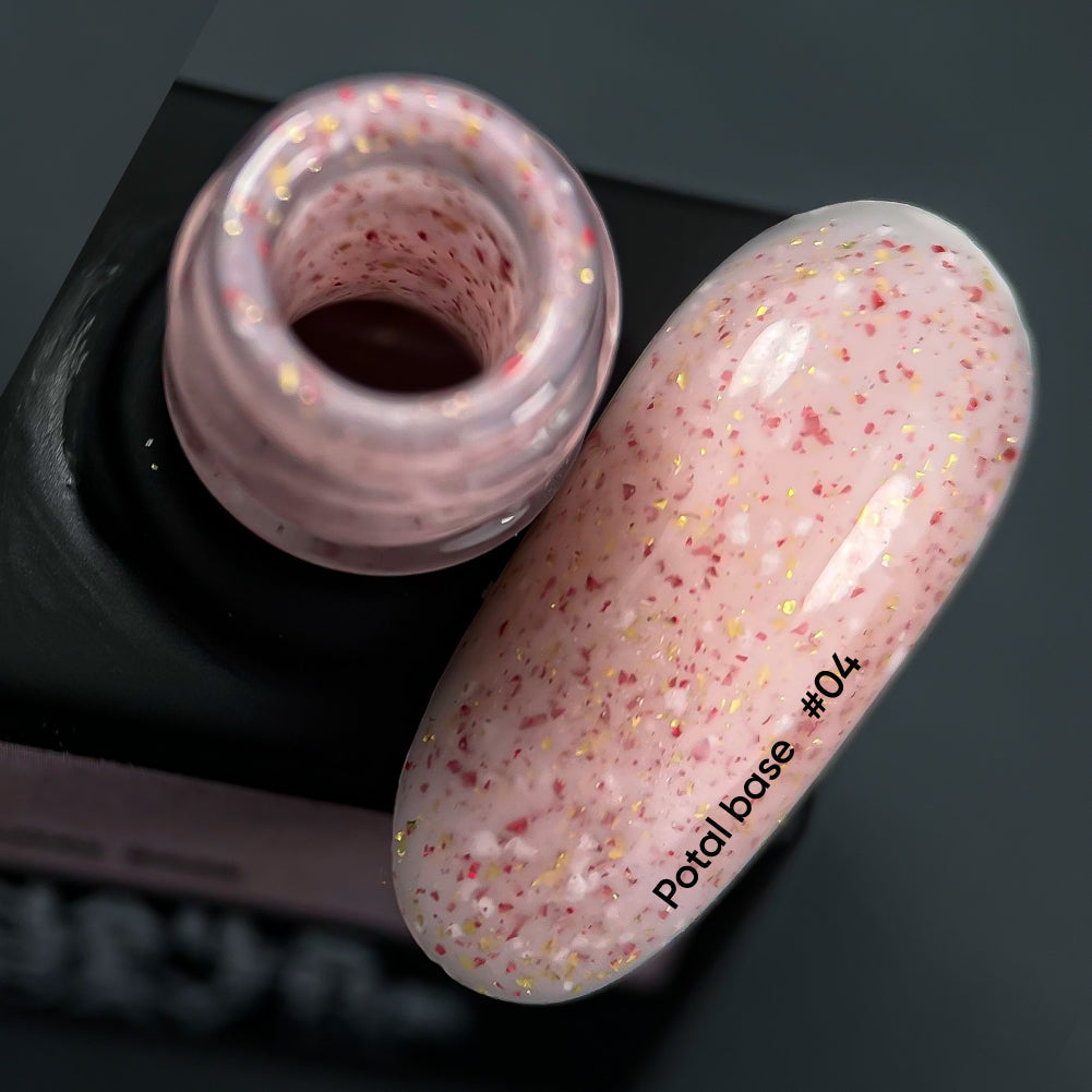NAILSOFTHEDAY Potal base 04 - base rosa con decoracion (decoracion dorado-rosa), 10 ml