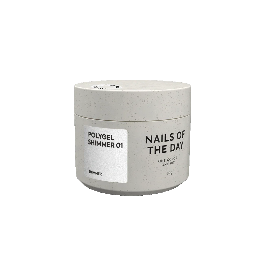NAILSOFTHEDAY Polygel shimmer 01 — Polygel  de grano fino color blanco con brillo , 30 g